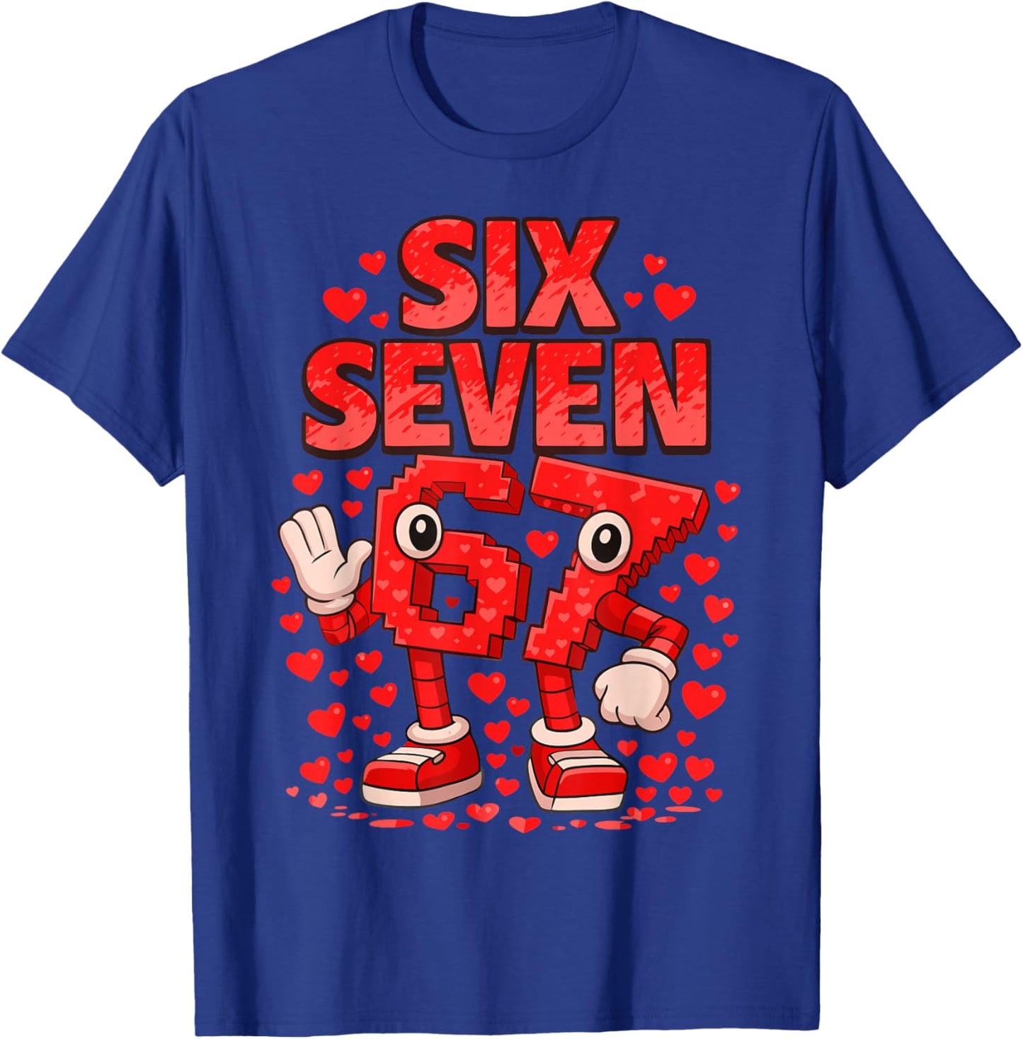 Kids Meme 67 Six Seven 6 7 Valentine Heart T-Shirt - T-Shirt | Royal