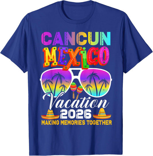 Cancun Mexico Vacation Beach 2026 Trip Group Squad Colorful T-Shirt - T-Shirt | Royal