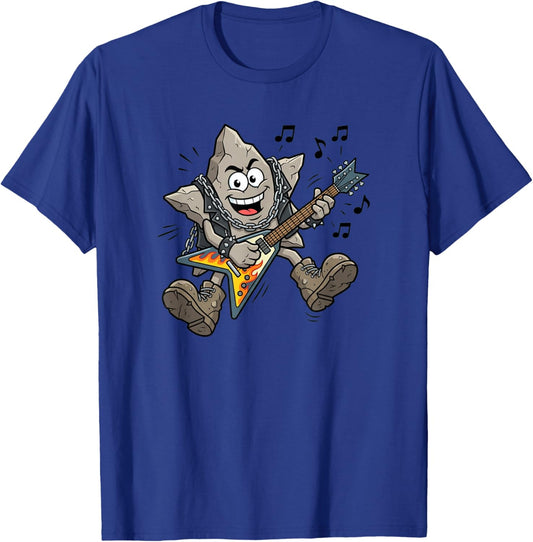 Rock Shaped Star Rockstar Funny Pun Playing Guitar T-Shirt - T-Shirt | Royal