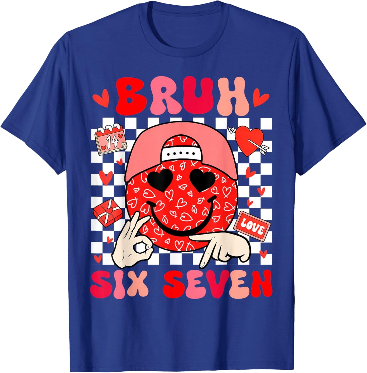 Bruh 67 Valentines Meme Six Seven Heart 6 7 Boys Girls Kids T-Shirt - T-Shirt | Royal