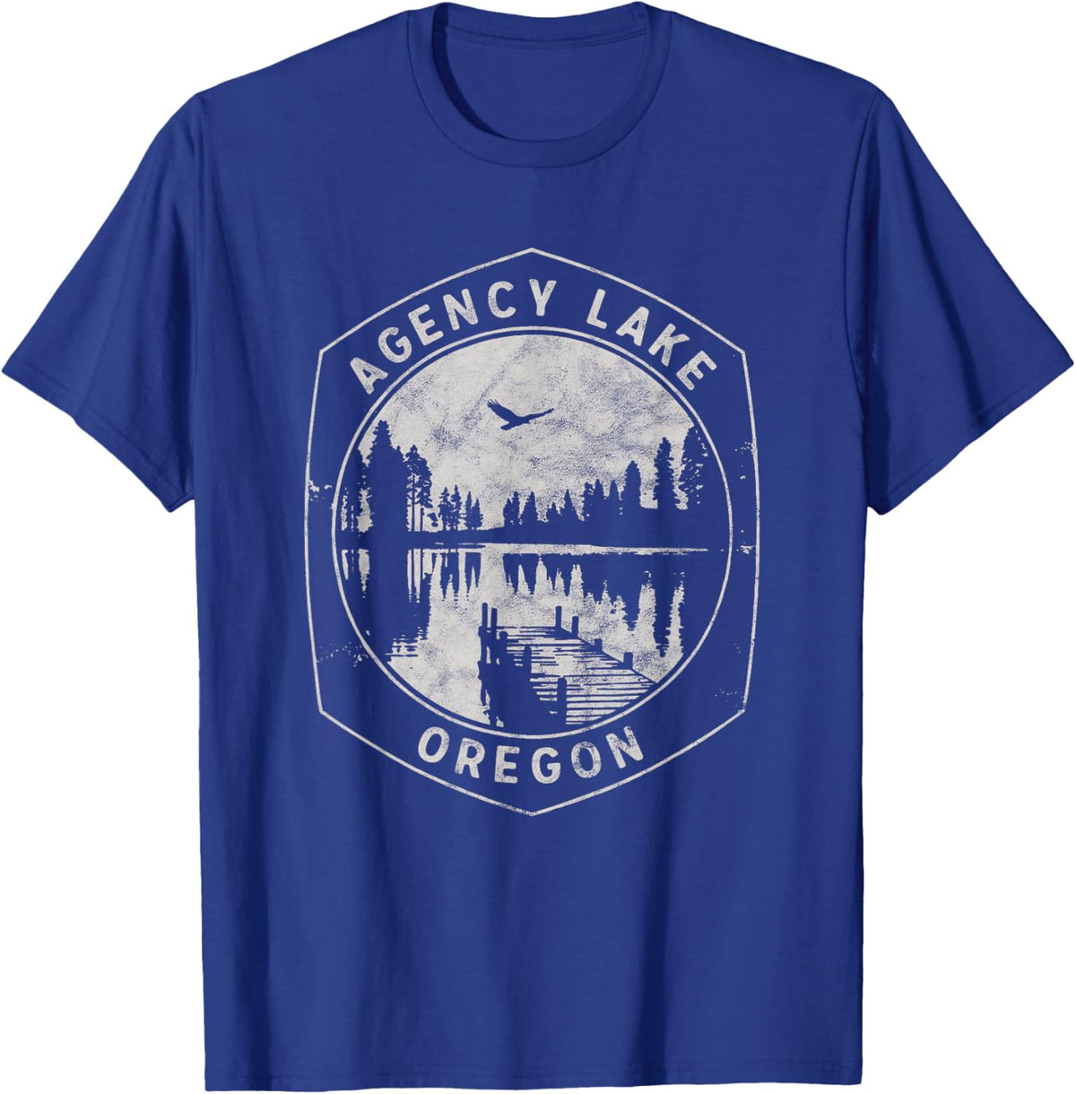 Vintage Agency Lake Oregon Outdoors Vacation T-Shirt - T-Shirt | Royal