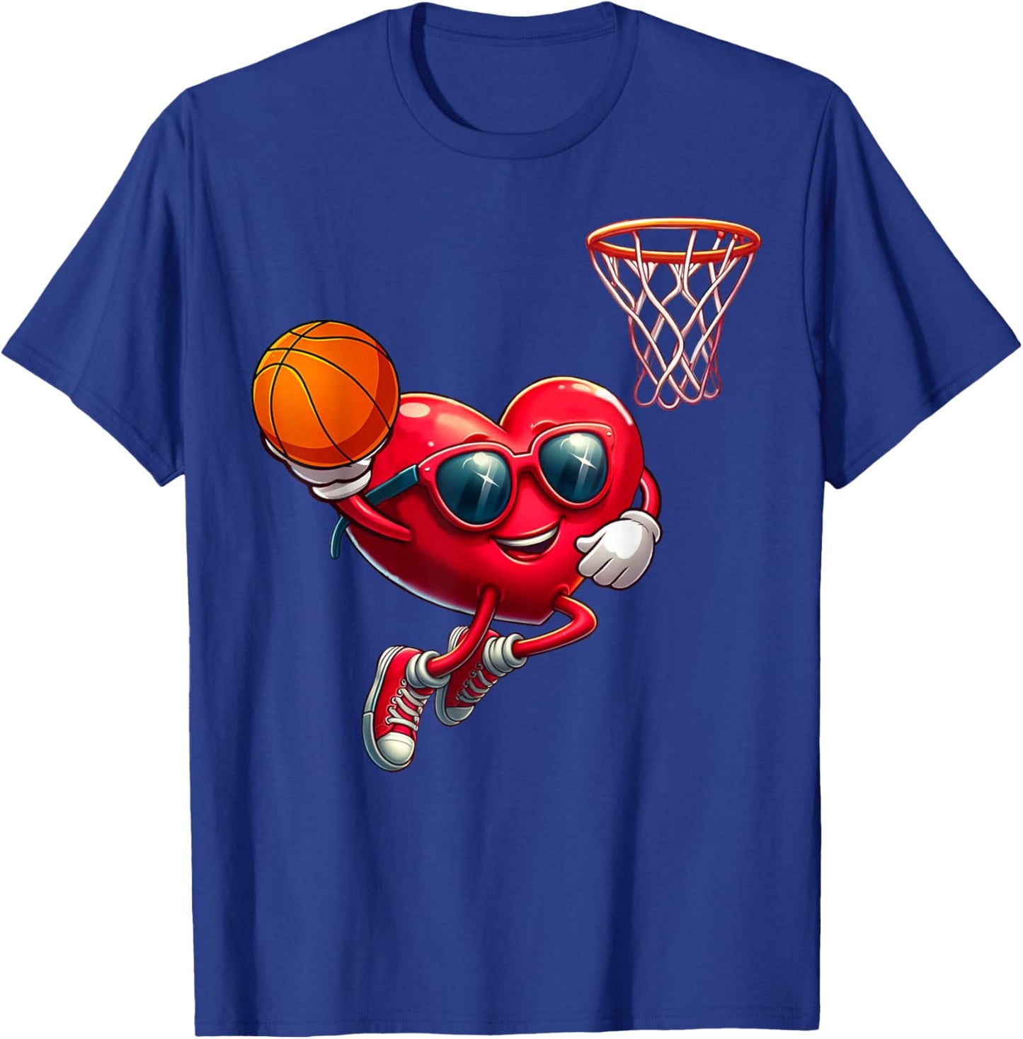 Funny Basketball Valentines Day Heart Boys Sports Love T-Shirt - T-Shirt | Royal