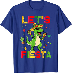 Let's Fiesta Mexican Dino Trex Cinco De Mayo Toddler Boys T-Shirt - T-Shirt | Royal
