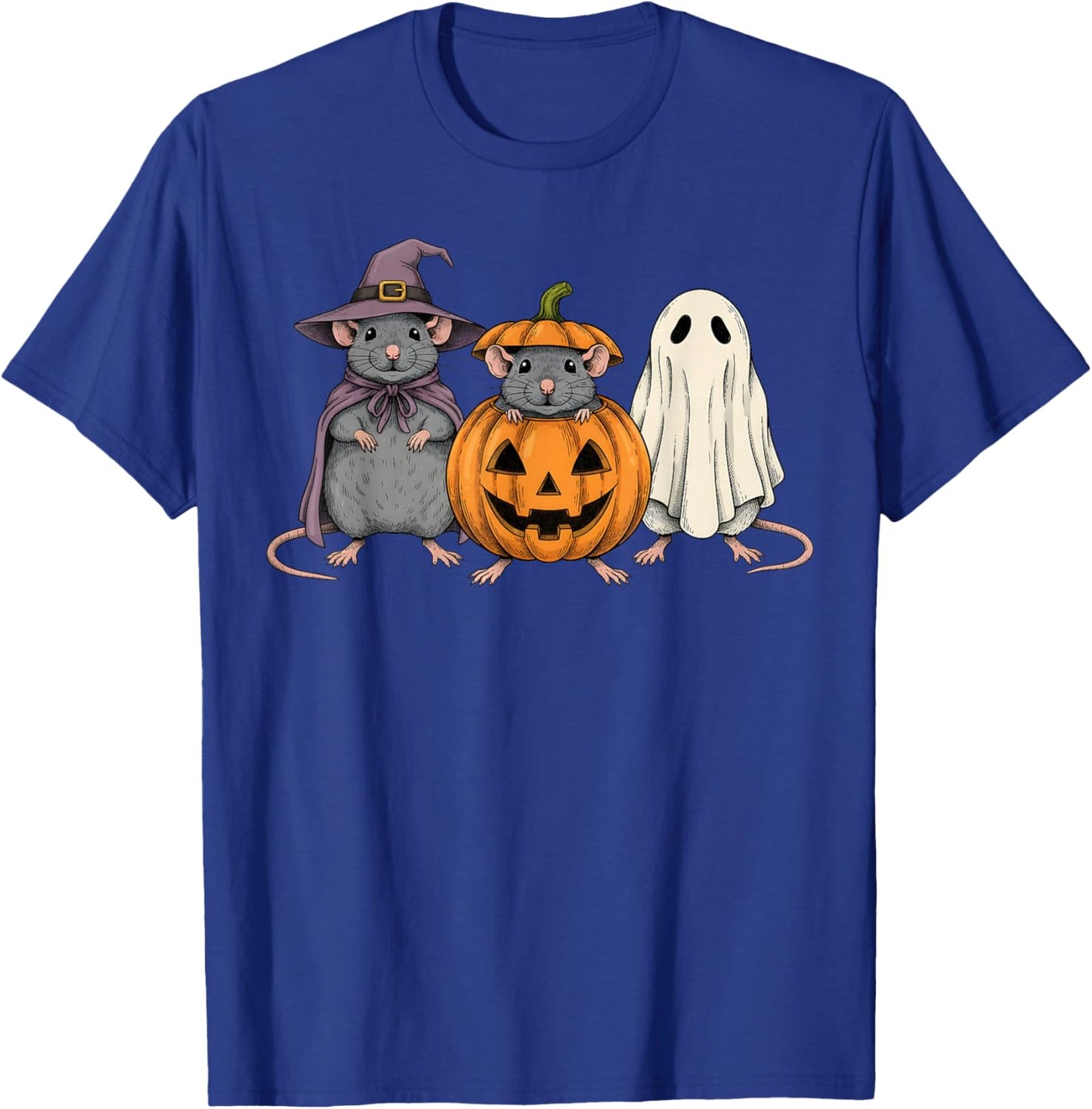Spooky Ghost Rat Lover Pumpkin Halloween T-Shirt - T-Shirt | Royal