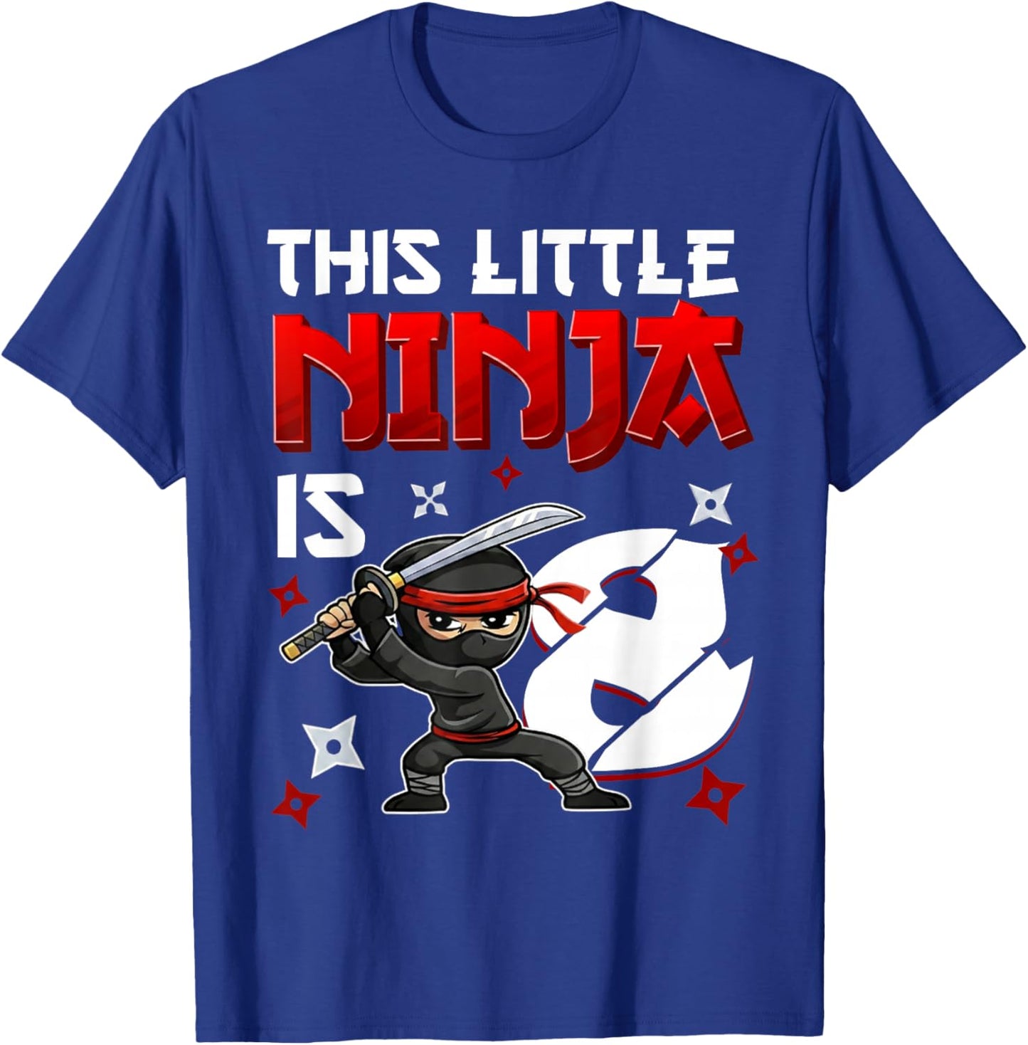 This Little Ninja is 8 Year Old 8th Birthday Ninja Boys Kids T-Shirt - T-Shirt | Royal