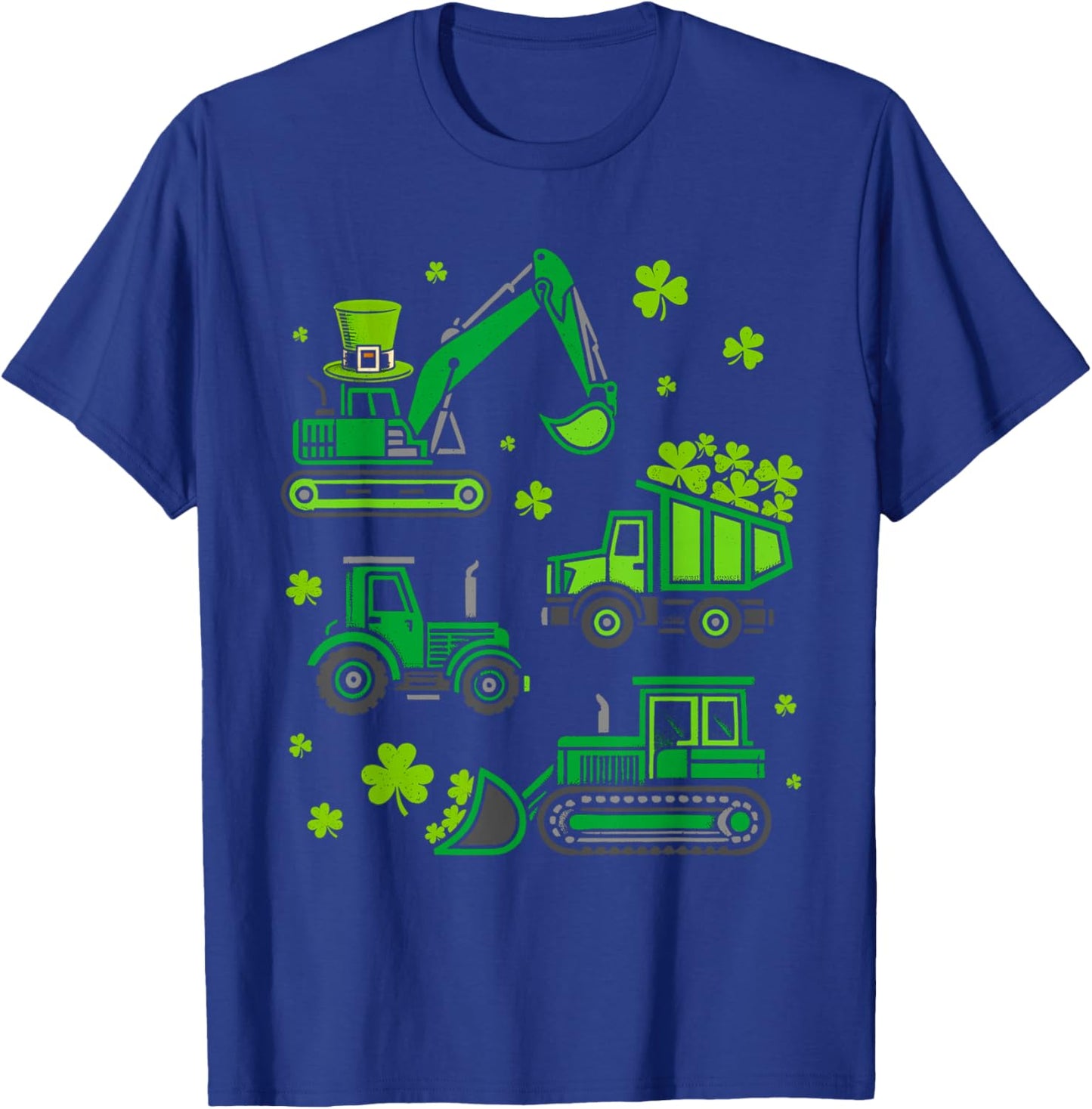 St Patricks Day Construction Trucks Saint Paddys Boys Kids T-Shirt - T-Shirt | Royal