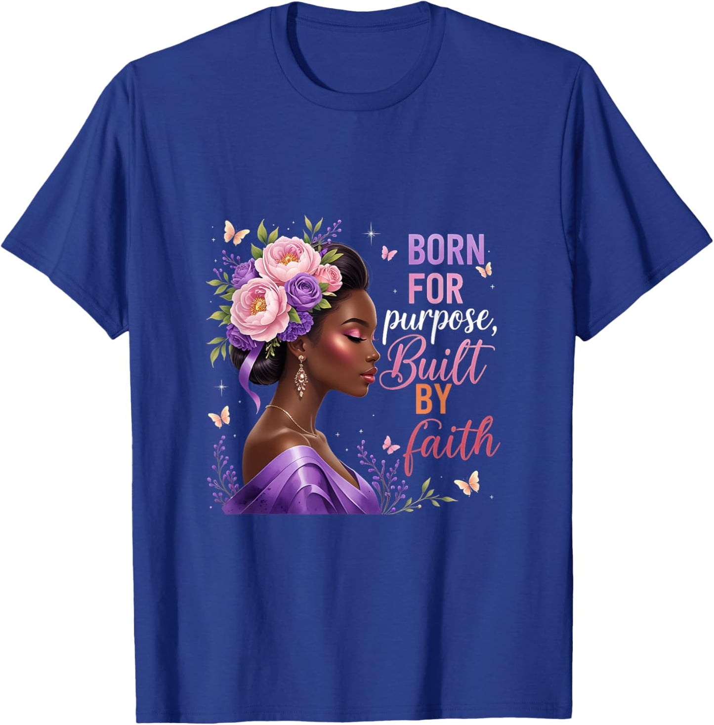 Black Women Christian Afro Faith God African American T-Shirt - T-Shirt | Royal
