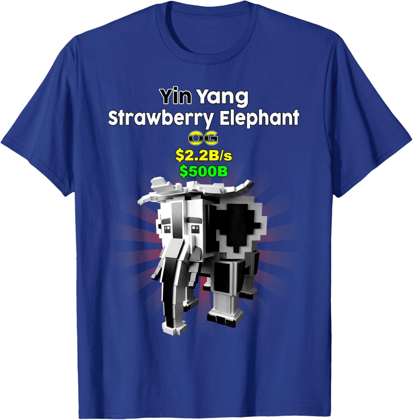 Strawberry Elephant Yin Yang Brainrot Gaming for Boys Kids T-Shirt - T-Shirt | Royal