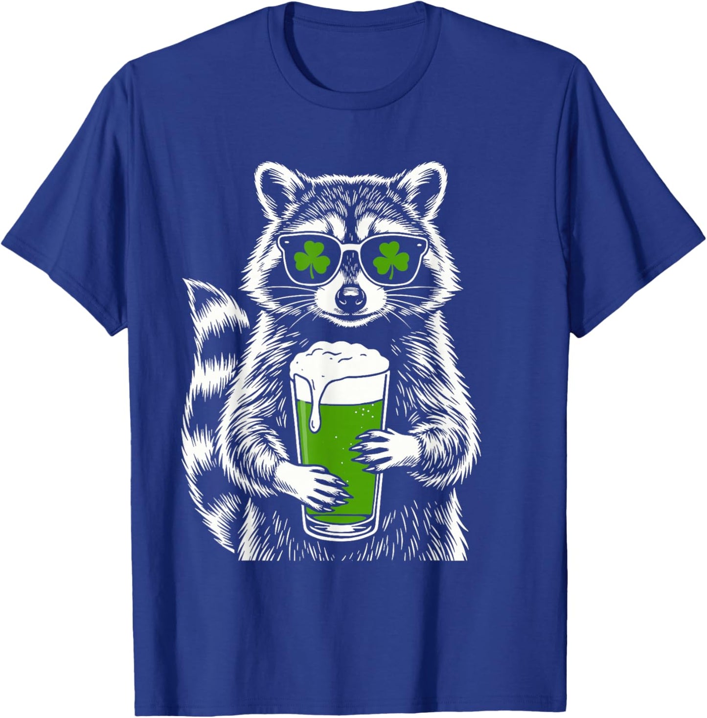 Raccoon St Patty's Shamrock Beer Funny St Patrick's Day T-Shirt - T-Shirt | Royal