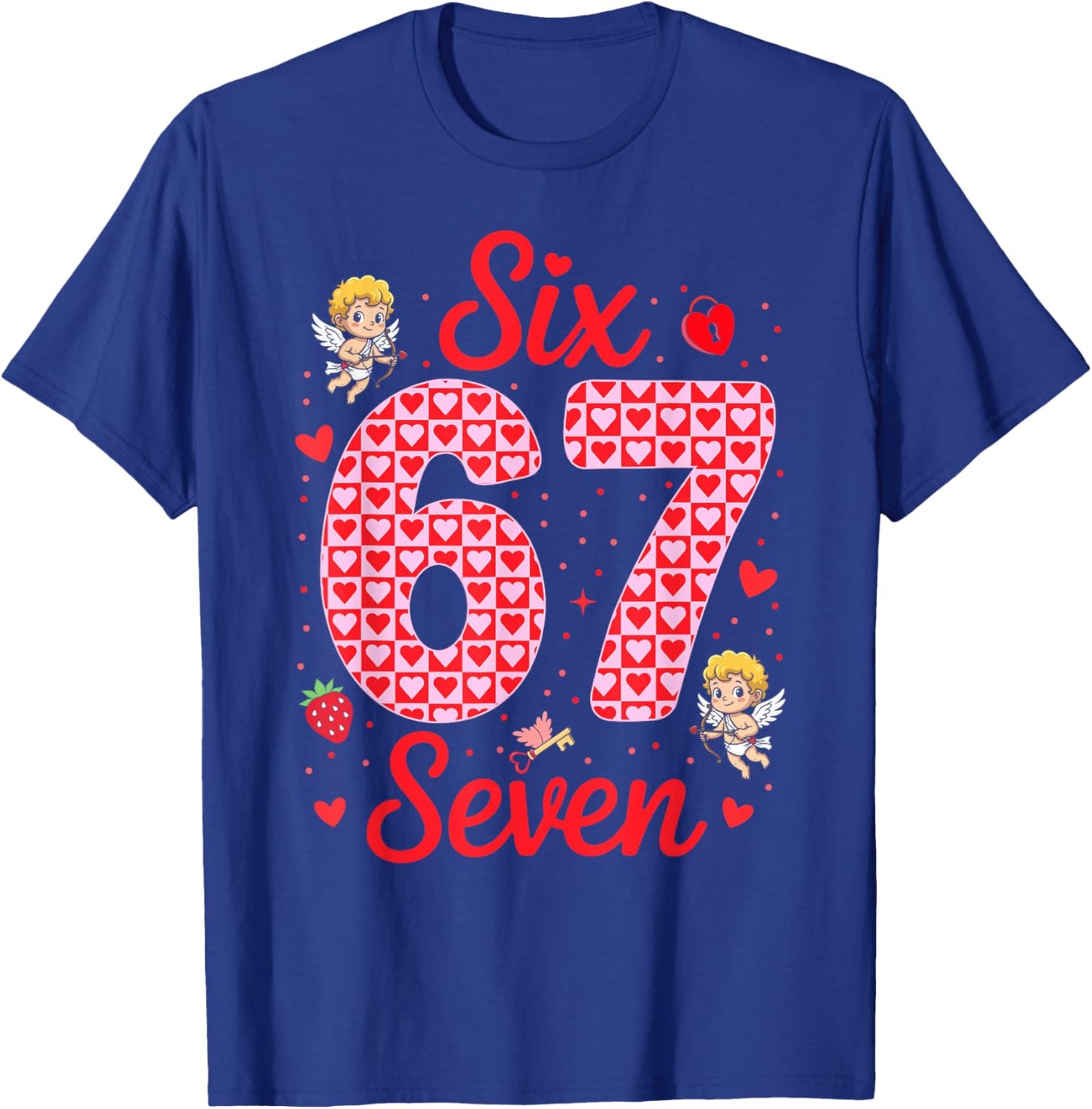Funny Six Seven 67 Valentines Day Boys Girls Kids 6 7 Meme T-Shirt - T-Shirt | Royal