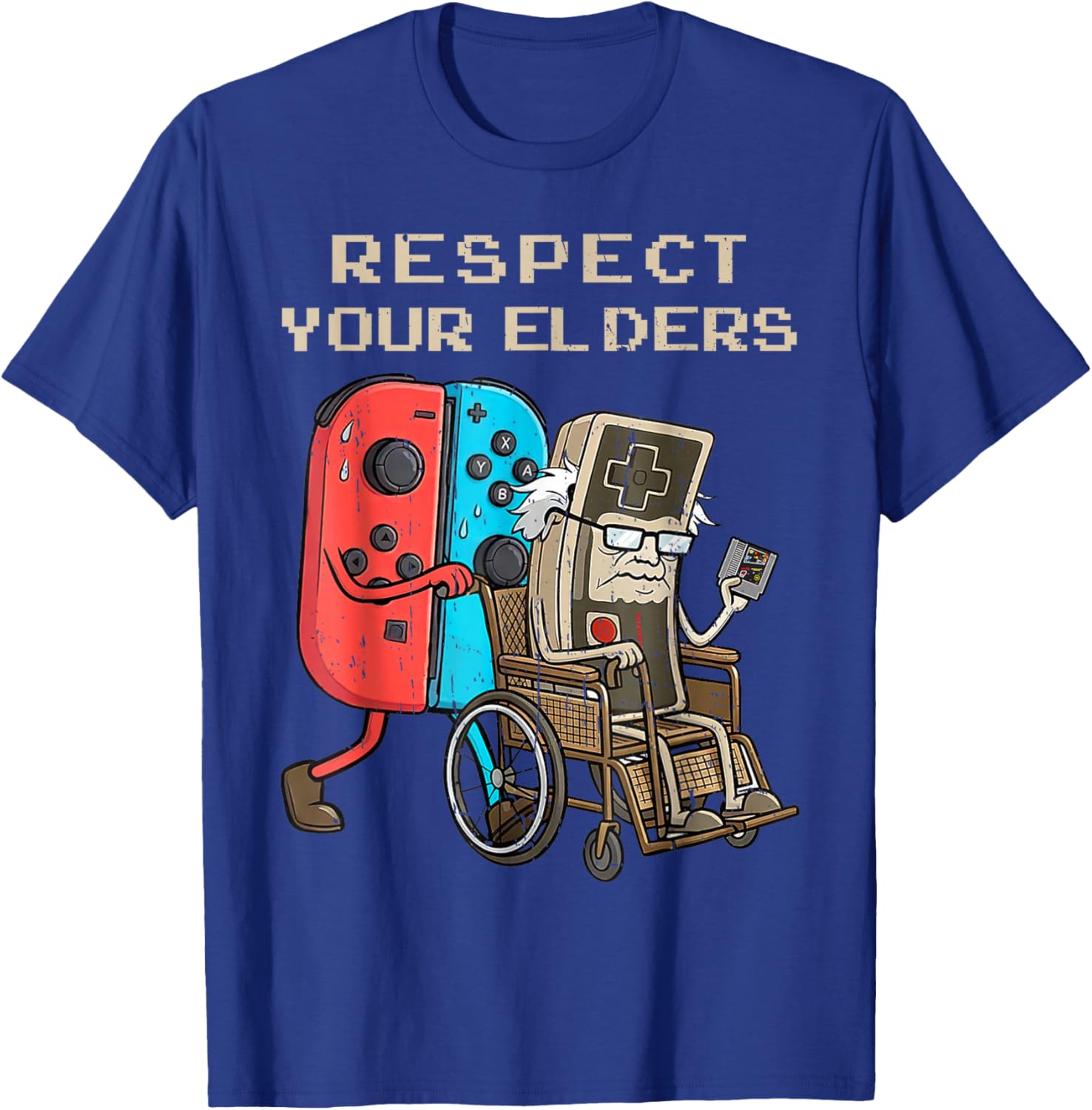 Retro Gaming Funny Gamer Controller 80s Respect Your Elders T-Shirt - T-Shirt | Royal