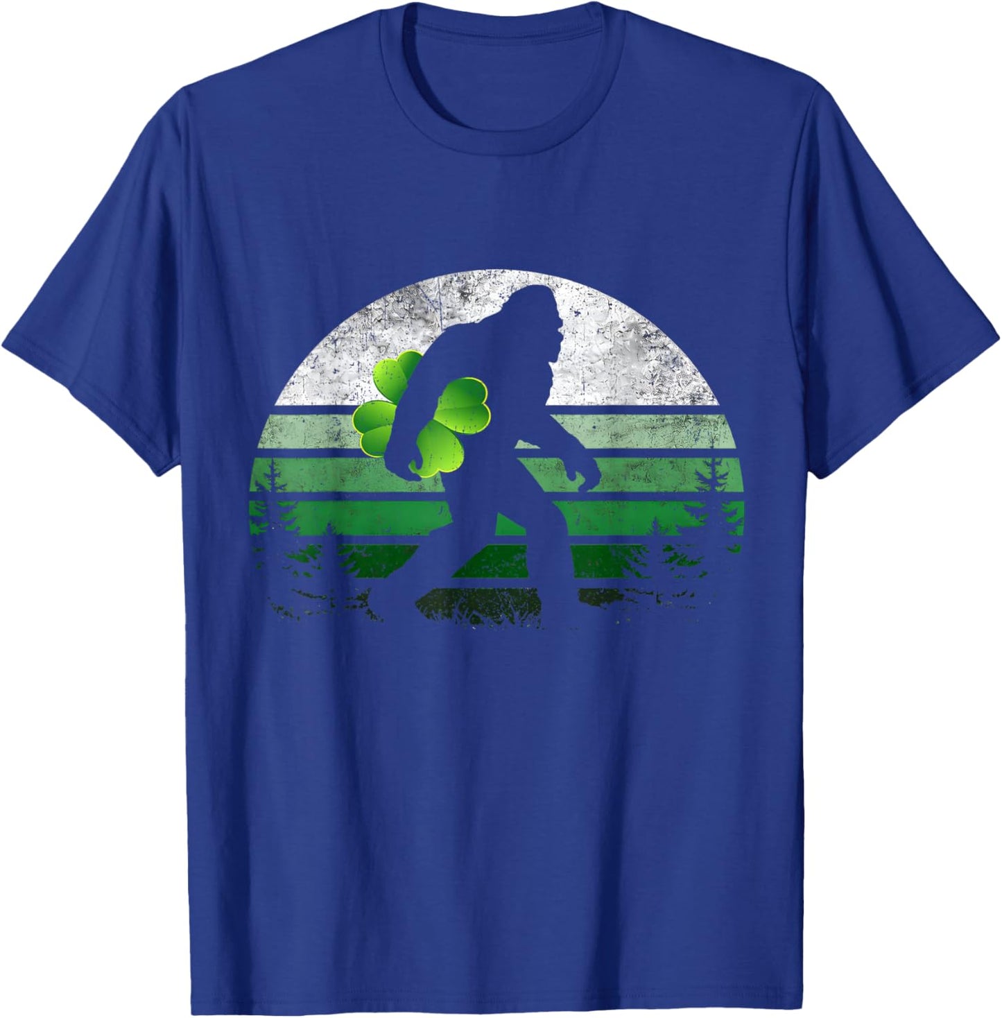 Retro Bigfoot Sasquatch Shamrock St Patricks Men Boy T-Shirt - T-Shirt | Royal