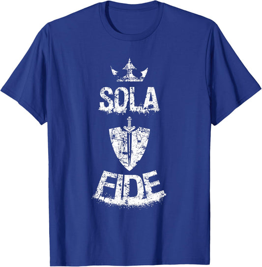 Sola Fide Reformation Christian Faith Design T-Shirt - T-Shirt | Royal