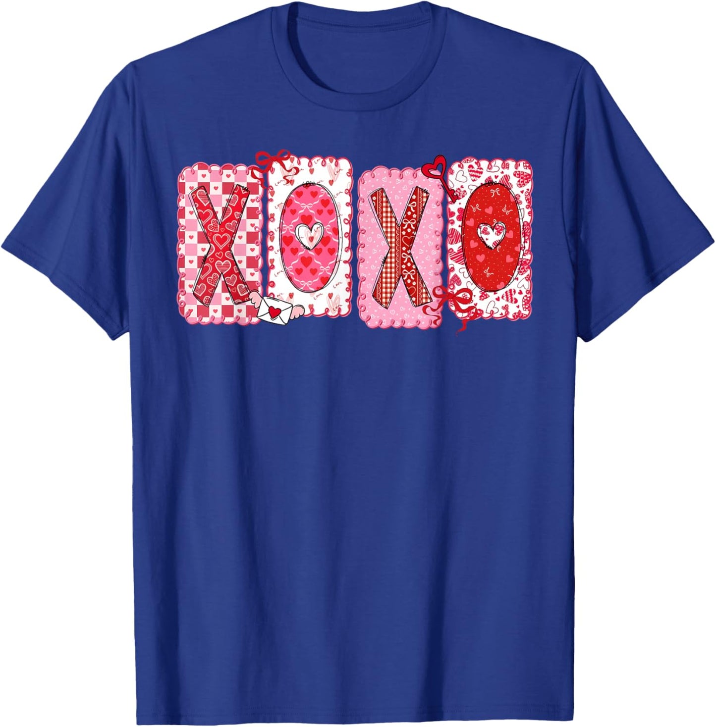 Happy Valentine Coquette Bow XOXO Hugs & Kisses Girl Women T-Shirt - T-Shirt | Royal