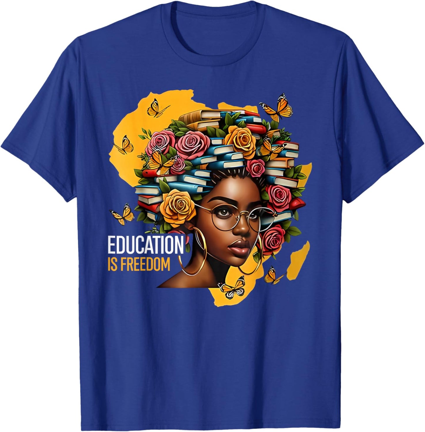 Black History Education is Freedom Books Teacher Women Girls T-Shirt - T-Shirt | Royal
