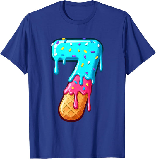 Funny 67 Number 7 Ice Cream Drip Meme Matching Group Costume T-Shirt - T-Shirt | Royal