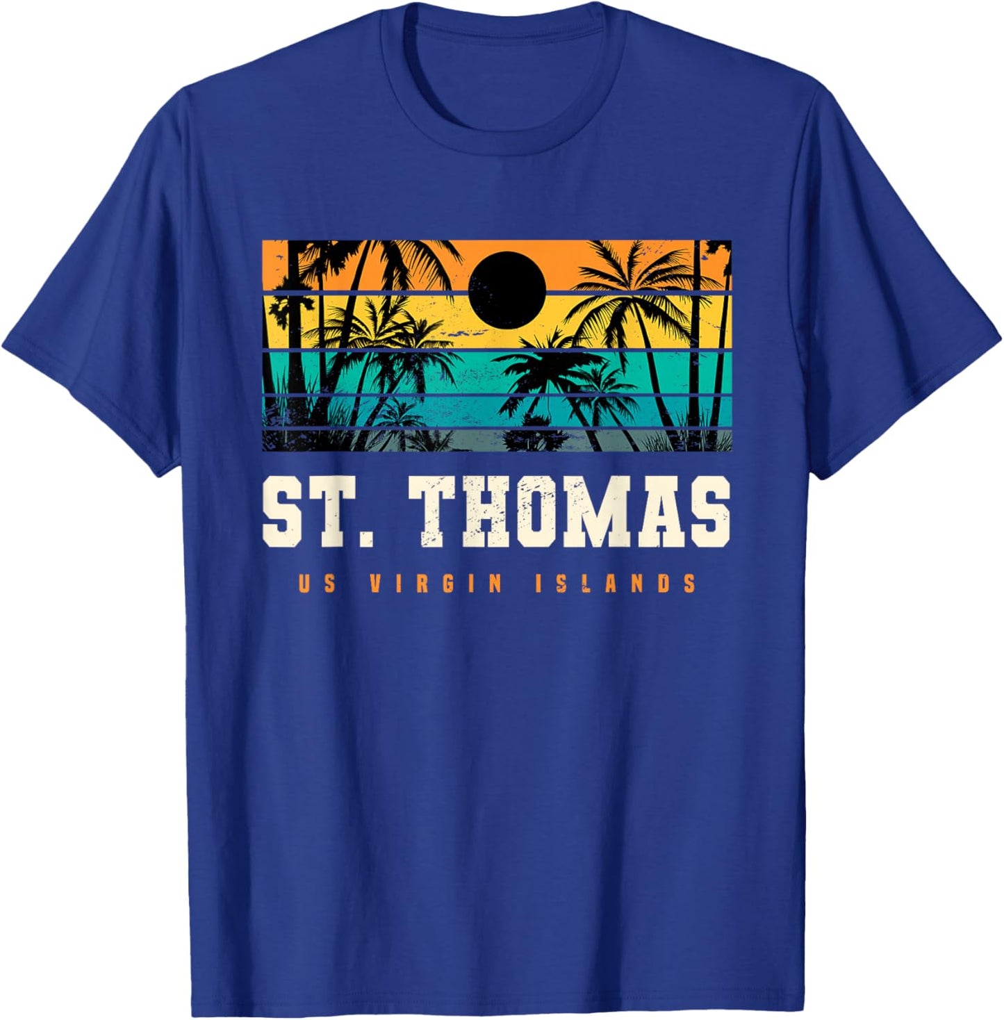 St. Thomas US USVI Islands Retro Sunset Beach T-Shirt - T-Shirt | Royal