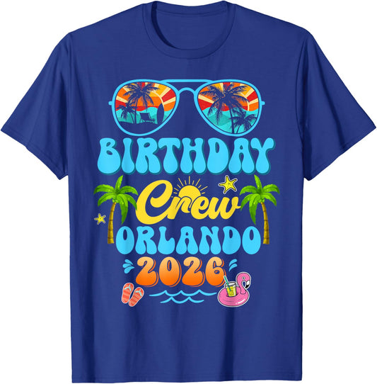 Orlando Birthday Crew Vacation Cruise 2026 Summer Group Trip T-Shirt - T-Shirt | Royal