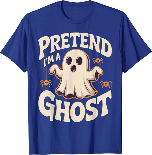 Pretend I'm A Ghost Funny Lazy Halloween Ghost Costume T-Shirt - T-Shirt | Royal