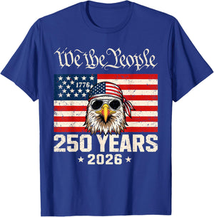 Flag Vintage 250 Years American 1776 2026 250th USA Birthday T-Shirt - T-Shirt | Royal