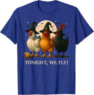 Funny Chicken Halloween Costume Tonight We Fly Spooky Season T-Shirt - T-Shirt | Royal