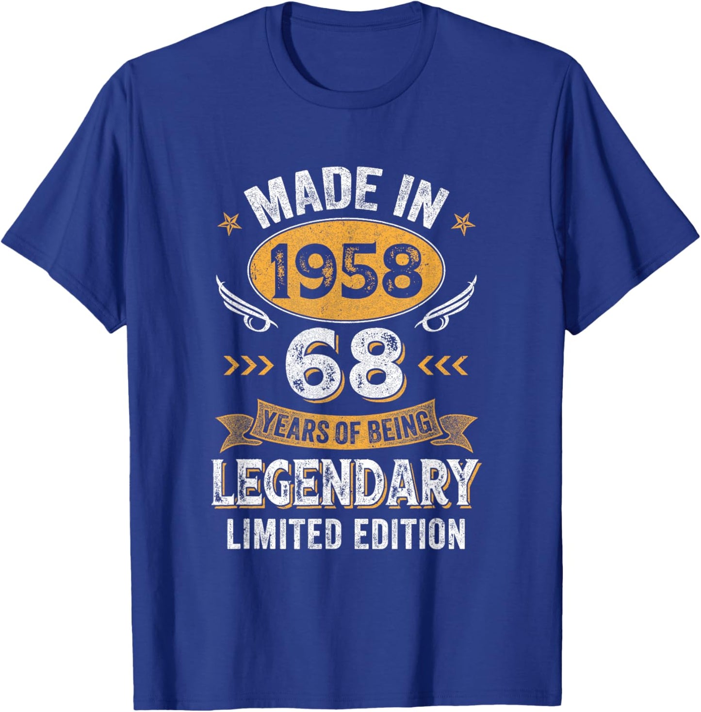 Vintage 1958 68 Years Old Birthday 68Th Birthday Men Women T-Shirt - T-Shirt | Royal