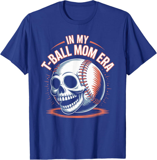 in My T-Ball Mom Era Skull and Coffee T-Shirt - T-Shirt | Royal
