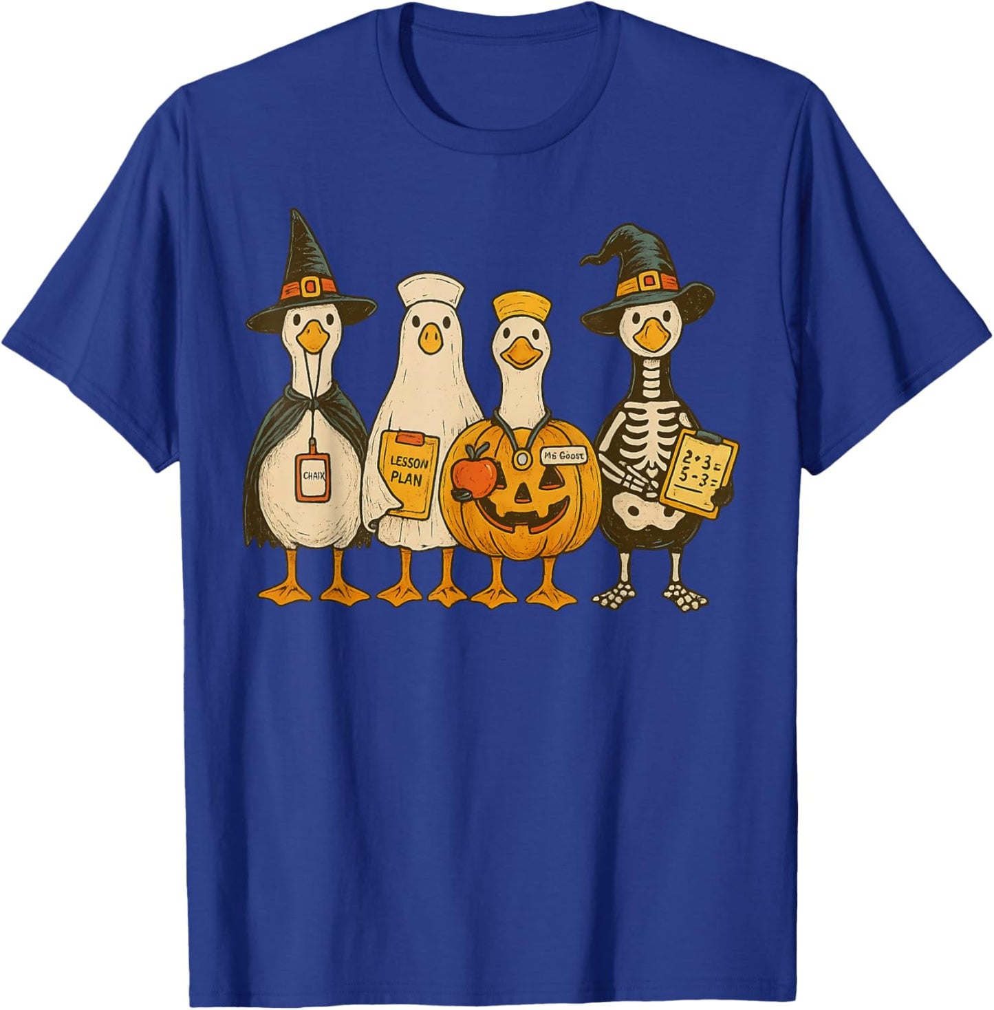 Funny Silly Goose Teacher Halloween Trick or Teach T-Shirt - T-Shirt | Royal