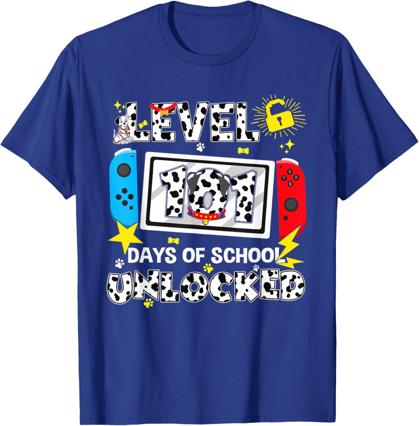 Level Unlocked Game Controller 101 Days School 100 Days T-Shirt - T-Shirt | Royal