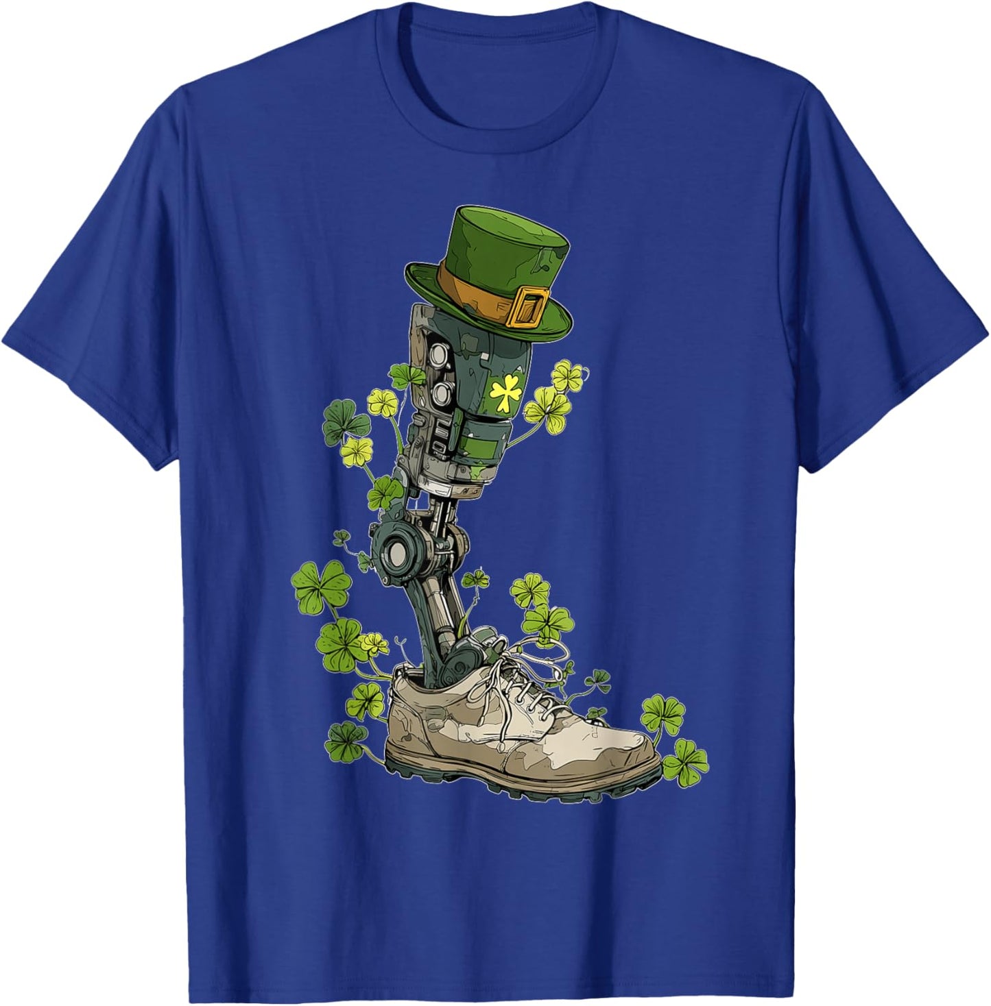 Amputee Prosthetic Amputated St. Patricks Day Pattys Day T-Shirt - T-Shirt | Royal