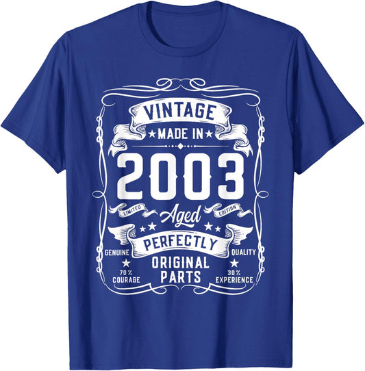 Vintage 2003 23yr 23rd Birthday Gifts 23 Years Old T-Shirt - T-Shirt | Royal