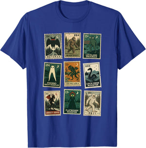 Cryptid Monster Stamps T-Shirt - T-Shirt | Royal