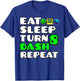 Eat Sleep Turn 8th Birthday Dash Repeat Video Game Geometry T-Shirt - T-Shirt | Royal