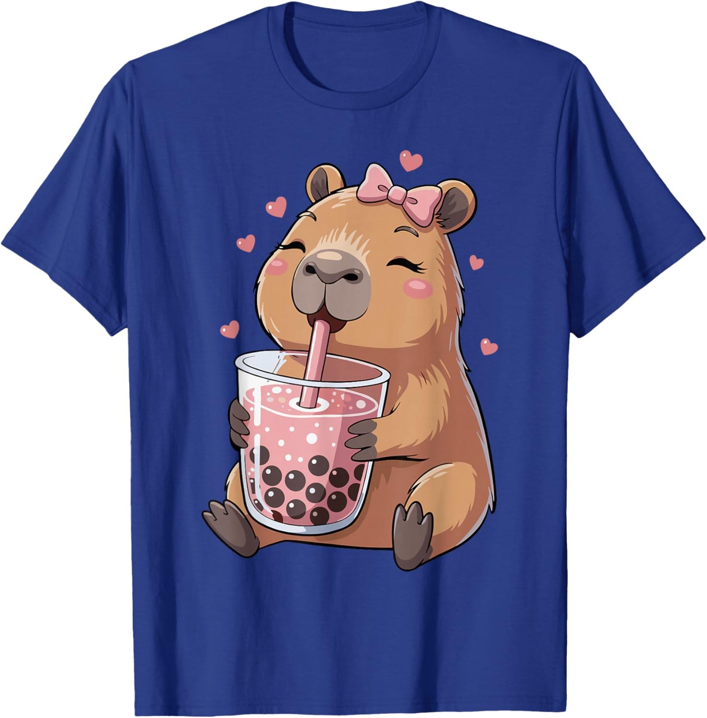Cute Capybara Drinking Bubble Tea, for Girls, Capybara T-Shirt - T-Shirt | Royal