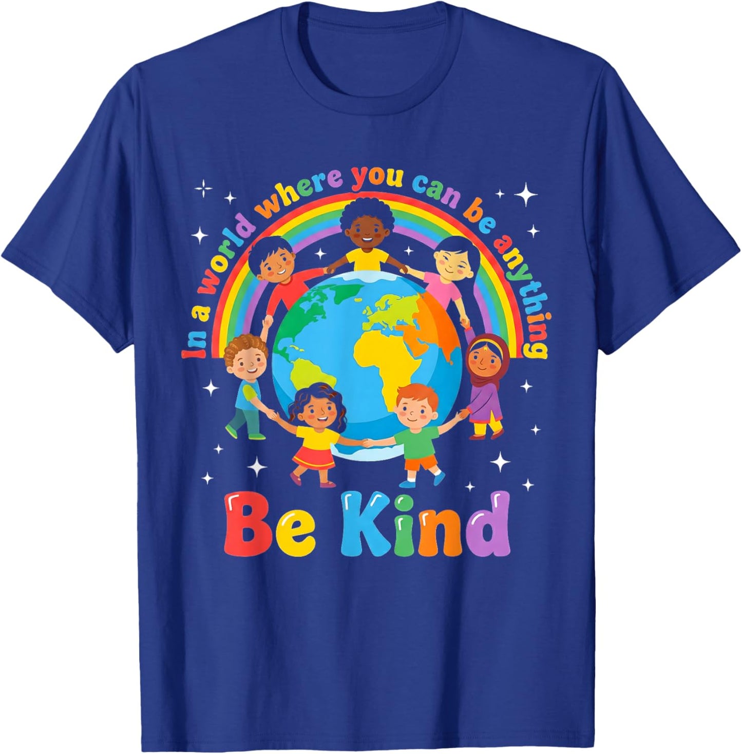 in A World Be Kind Positive Kids Choose Kindness T-Shirt - T-Shirt | Royal