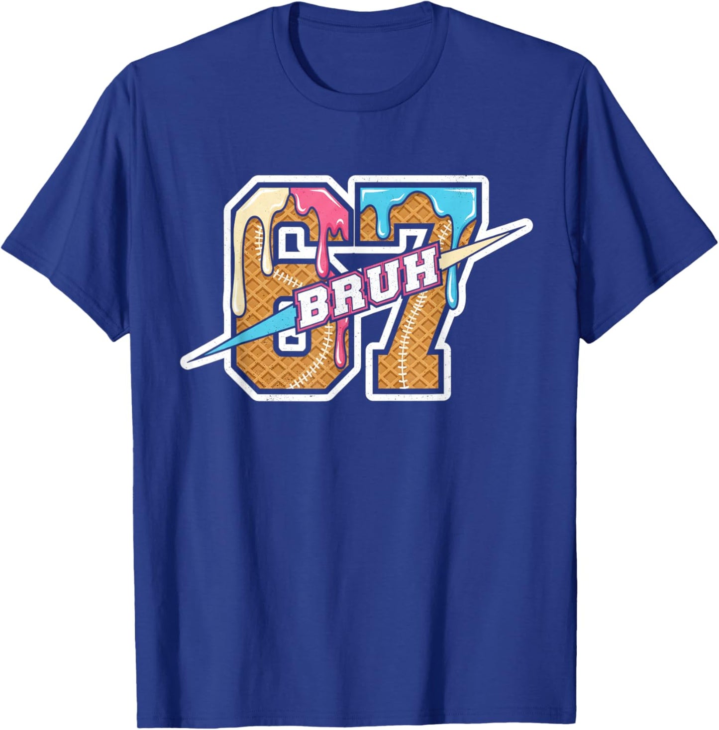 Six Seven Meme Boys Girls Kids Bruh 67 Ice Cream Drip T-Shirt - T-Shirt | Royal