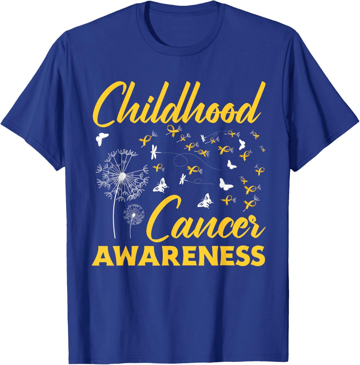 Childhood Cancer Dandelion Gold Ribbon Awareness T-Shirt - T-Shirt | Royal