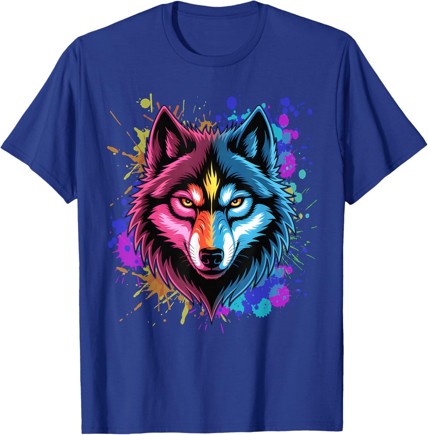 Wolf Head Watercolor T-Shirt - T-Shirt | Royal
