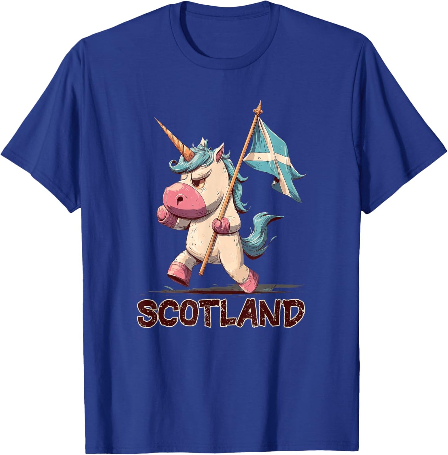 Grumpy Unicorn with Scottish Flag for Scotland Lovers T-Shirt - T-Shirt | Royal