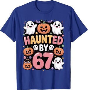 Haunted by 6 7 Funny Cute Kawaii Ghost Spooky Halloween T-Shirt - T-Shirt | Royal