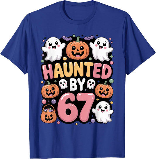 Haunted by 6 7 Funny Cute Kawaii Ghost Spooky Halloween T-Shirt - T-Shirt | Royal