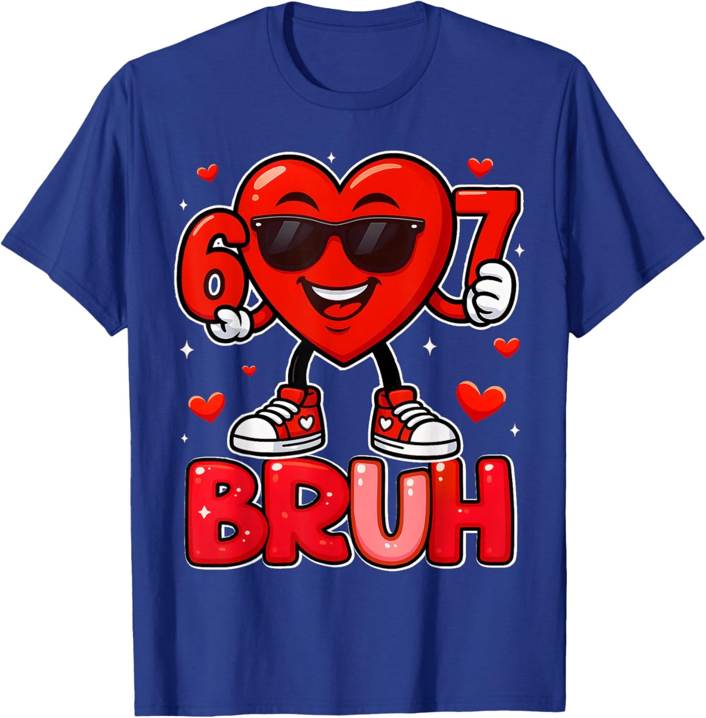Funny 6 7 Meme 67 Six Seven Bruh Valentine Heart Boys Kids T-Shirt - T-Shirt | Royal