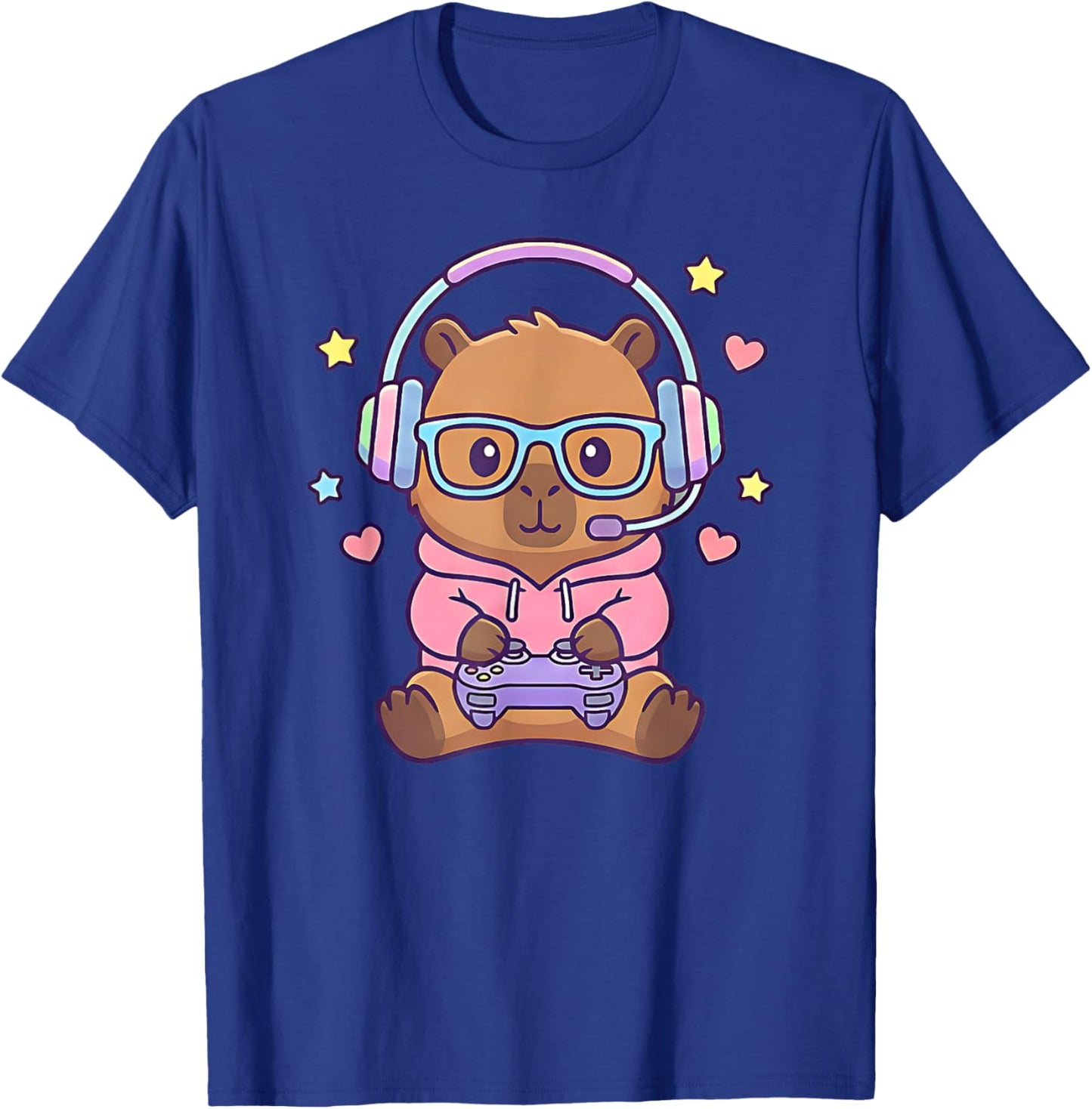 Funny Cute Kawaii Capybara Gamer Gaming Boys T-Shirt - T-Shirt | Royal