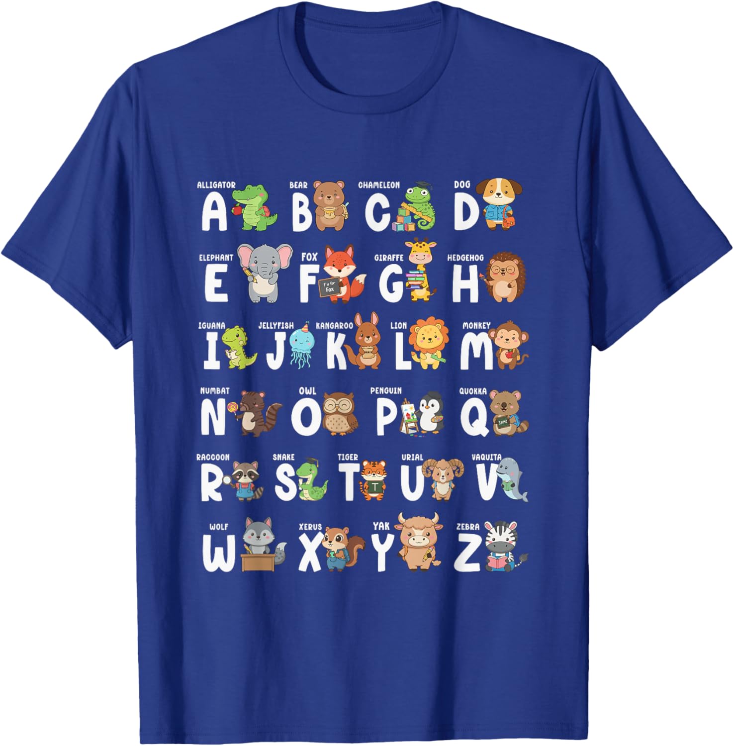 Alphabet Animals ABCs Letters Kindergarten Boy Girls Teacher T-Shirt - T-Shirt | Royal