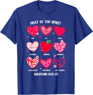 Fruit of The Spirit Christian Hearts Bible Verse Valentine T-Shirt - T-Shirt | Royal
