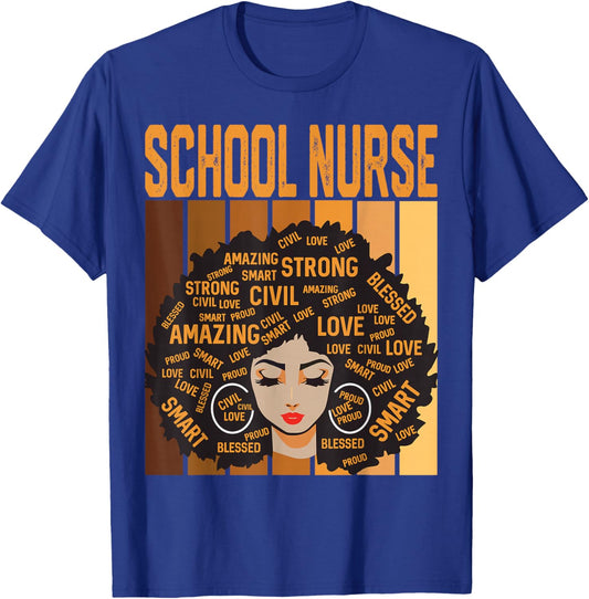 School Nurse Powerful Black History Month Black Pride T-Shirt - T-Shirt | Royal