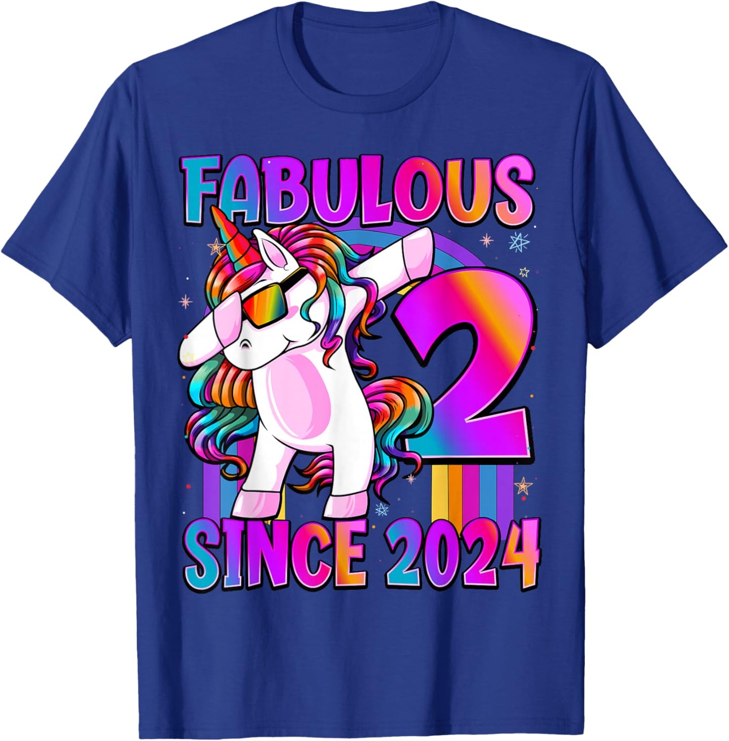2 Year Old Girl Awesome Since 2024 Unicorn 2nd Birthday T-Shirt - T-Shirt | Royal