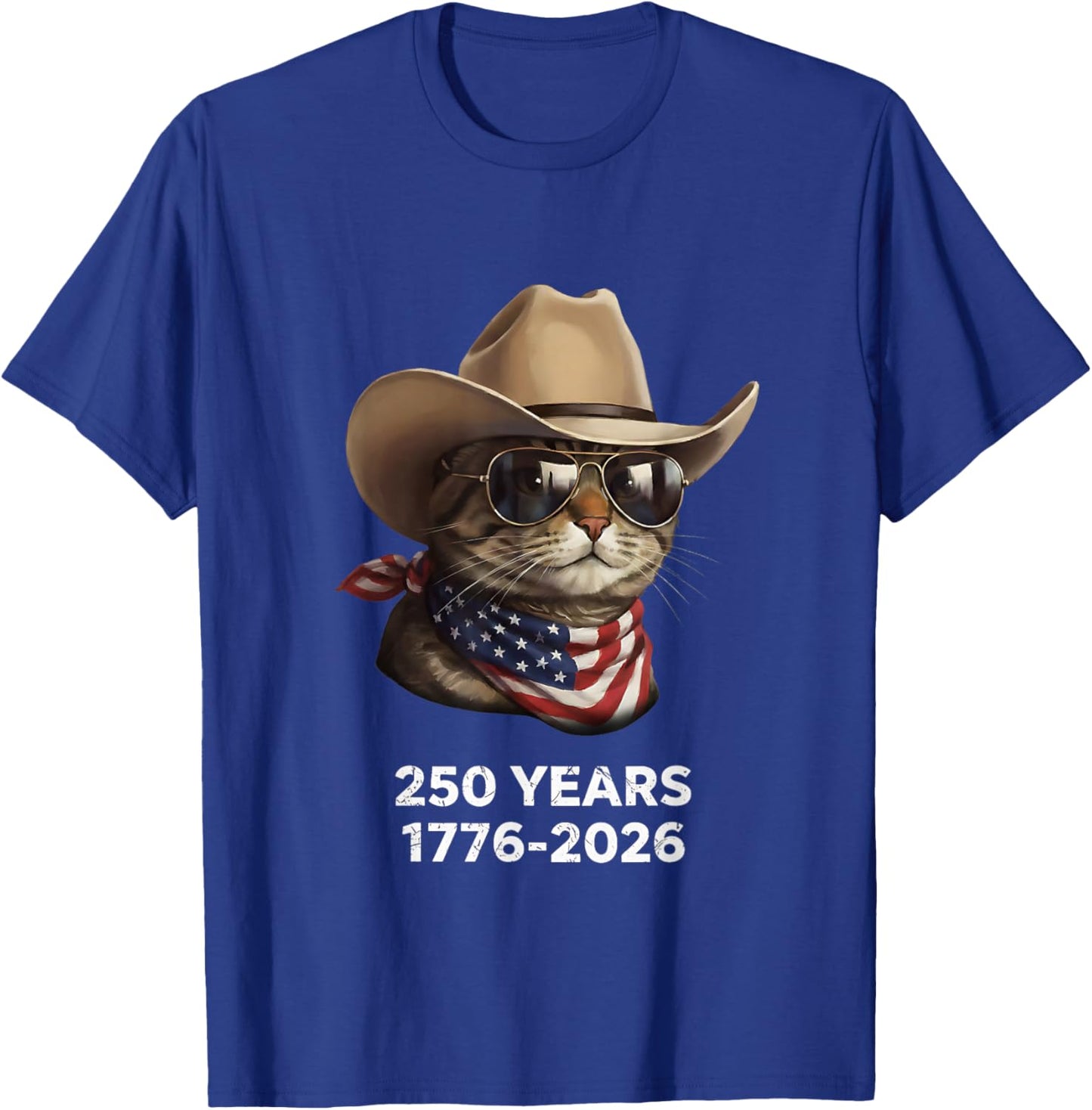 Cat Flag 250 Years 1776-2026 250th Birthday T-Shirt - T-Shirt | Royal