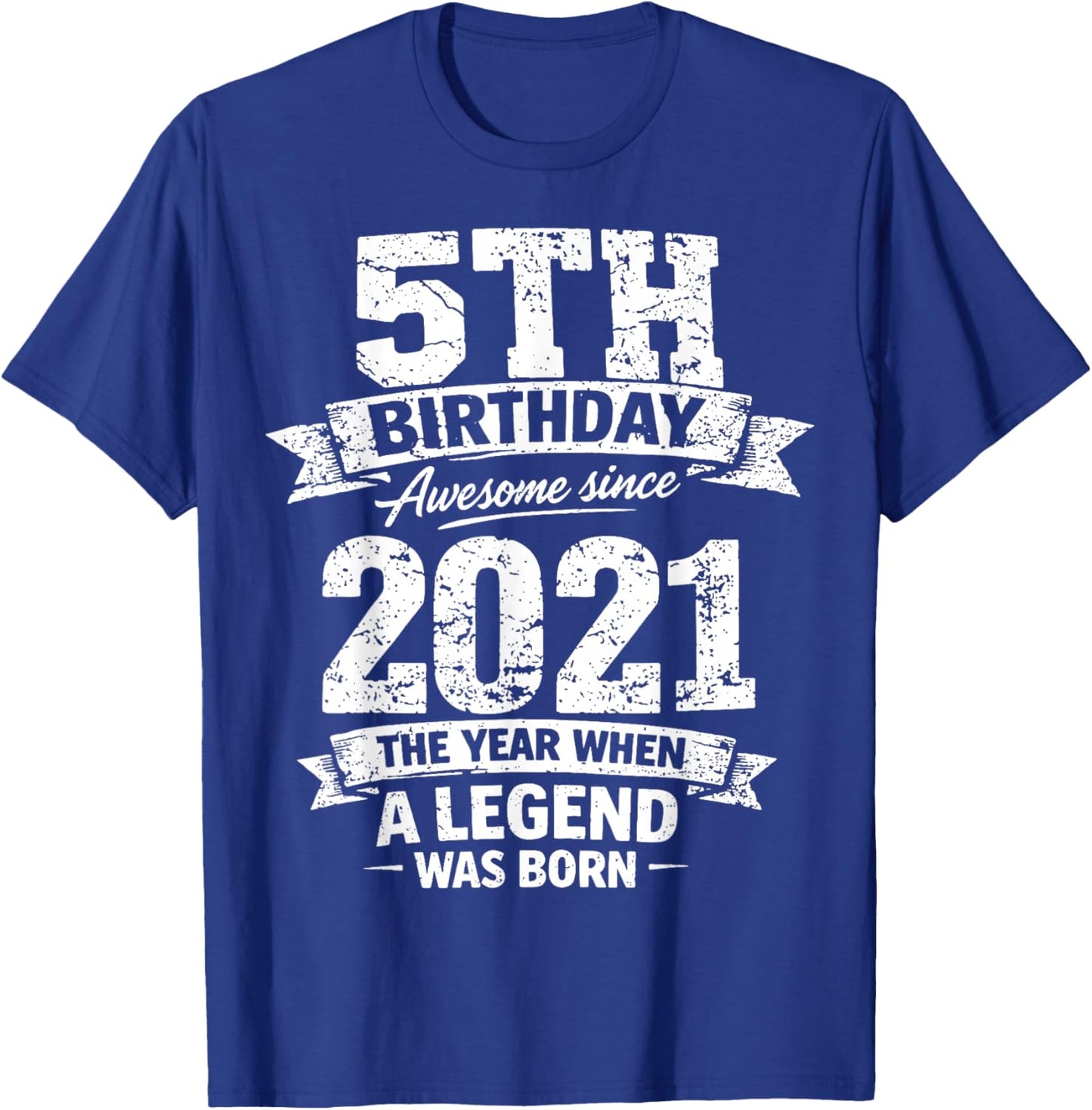 5 Year Old Vintage Awesome Since 2021 5th Birthday T-Shirt - T-Shirt | Royal