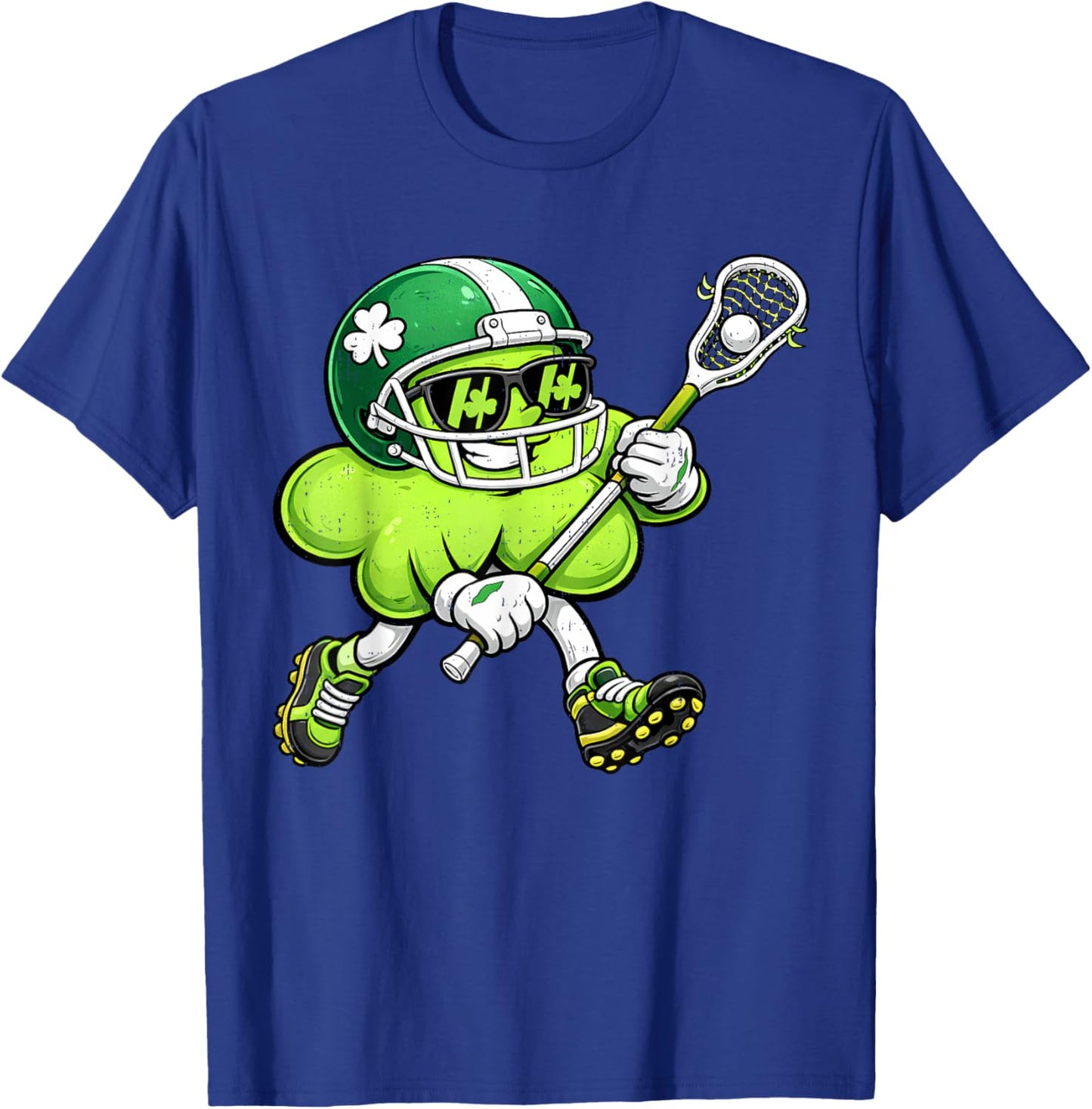 Lacrosse St Patricks Day Boys Kids Lax Sport Green Shamrock T-Shirt - T-Shirt | Royal